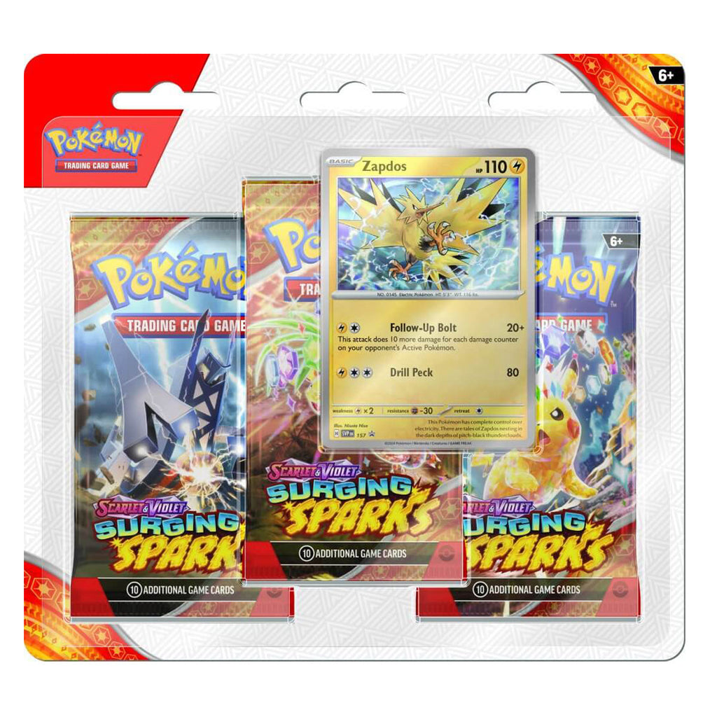 POKEMON TCG Scarlet & Violet Surging Sparks Three Booster Blisters (Pair) - Trading Card Games - 3