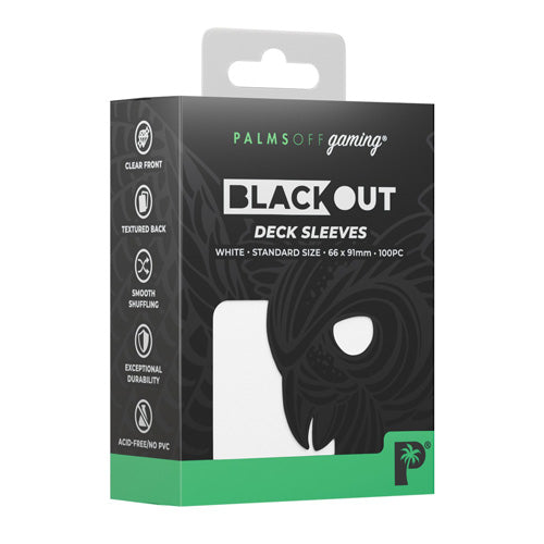 Palms Off Standard 100pc Blackout Deck Sleeves - White - Sleeves