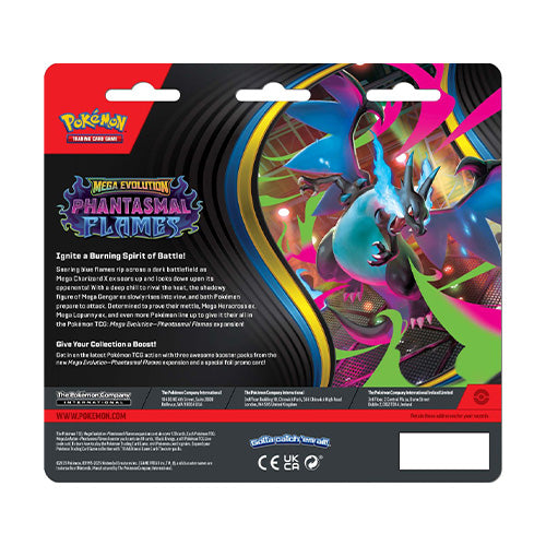 Pokemon TCG Mega Evolution Phantasmal Flames Three Booster Blisters (Pair) - Trading Card Games - 4
