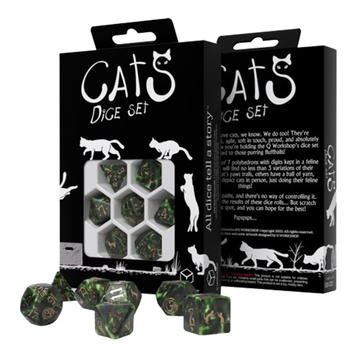Q Workshop - Cats Dice Set - Pixel Dice Set 7 - Dice & Accessories