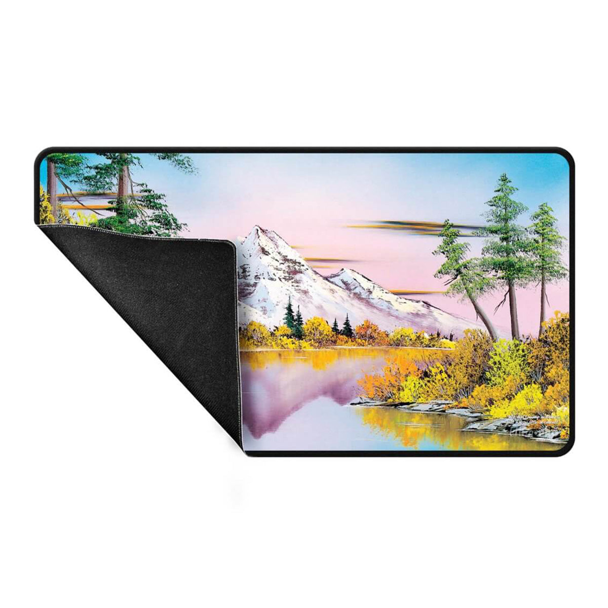 ULTRA PRO Bob Ross Collection Mighty Mountain Lake Black Stitched Playmat - Playmats - 2