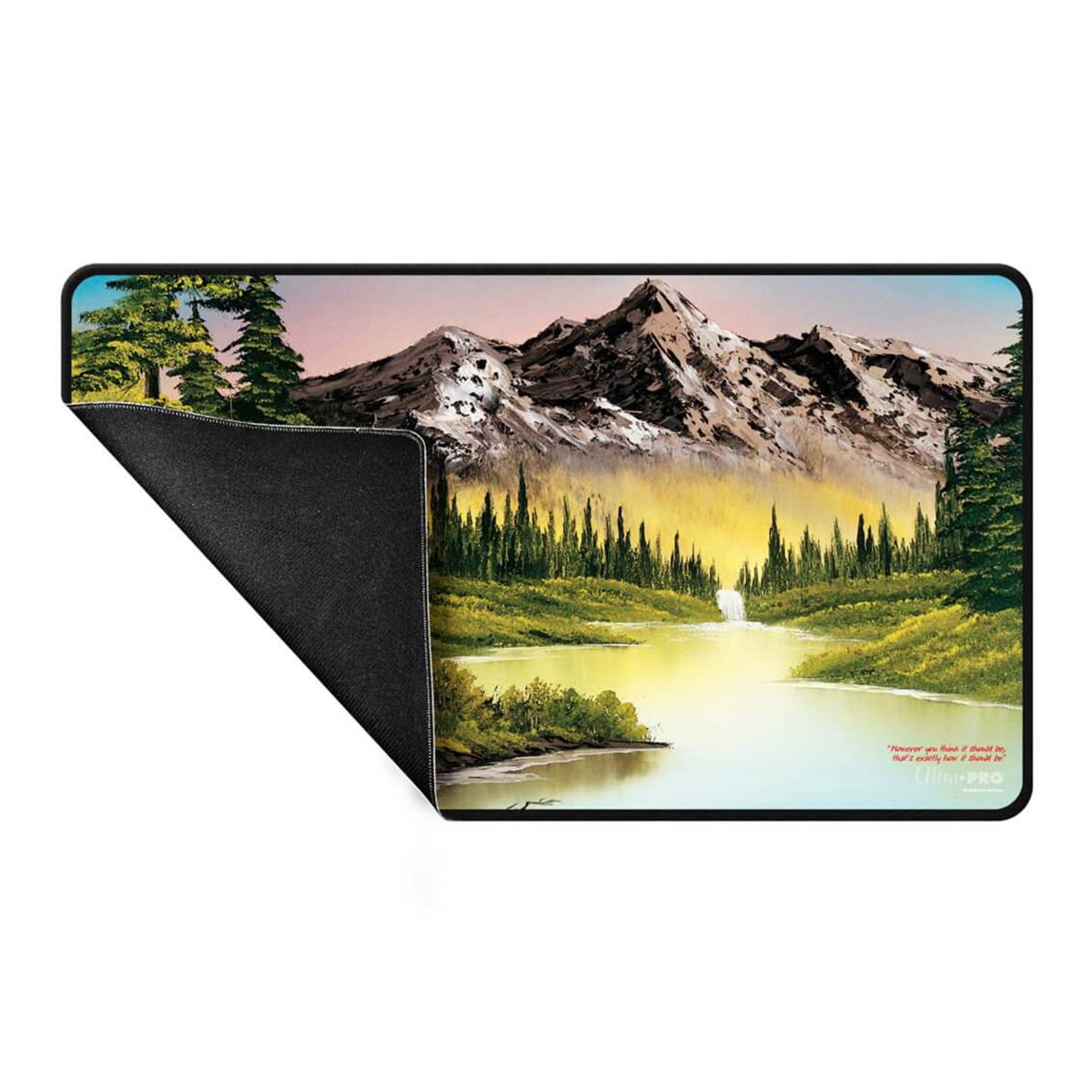 ULTRA PRO Bob Ross Collection Mountain Retreat Black Stitched Playmat - Playmats - 2