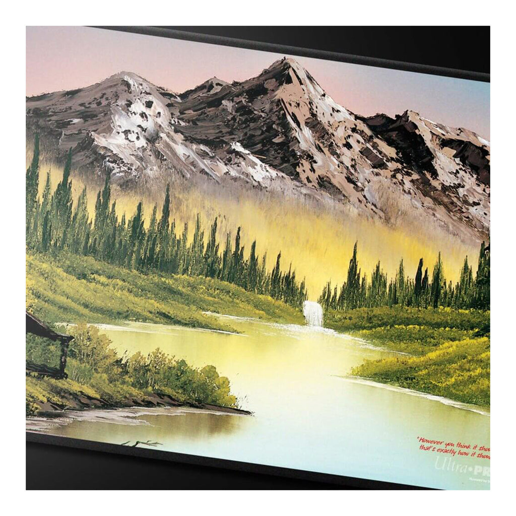ULTRA PRO Bob Ross Collection Mountain Retreat Black Stitched Playmat - Playmats - 3