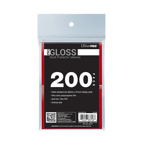 Ultra Pro PRO-Gloss Standard Deck Protector Sleeves 200ct Bundle - Red - Sleeves