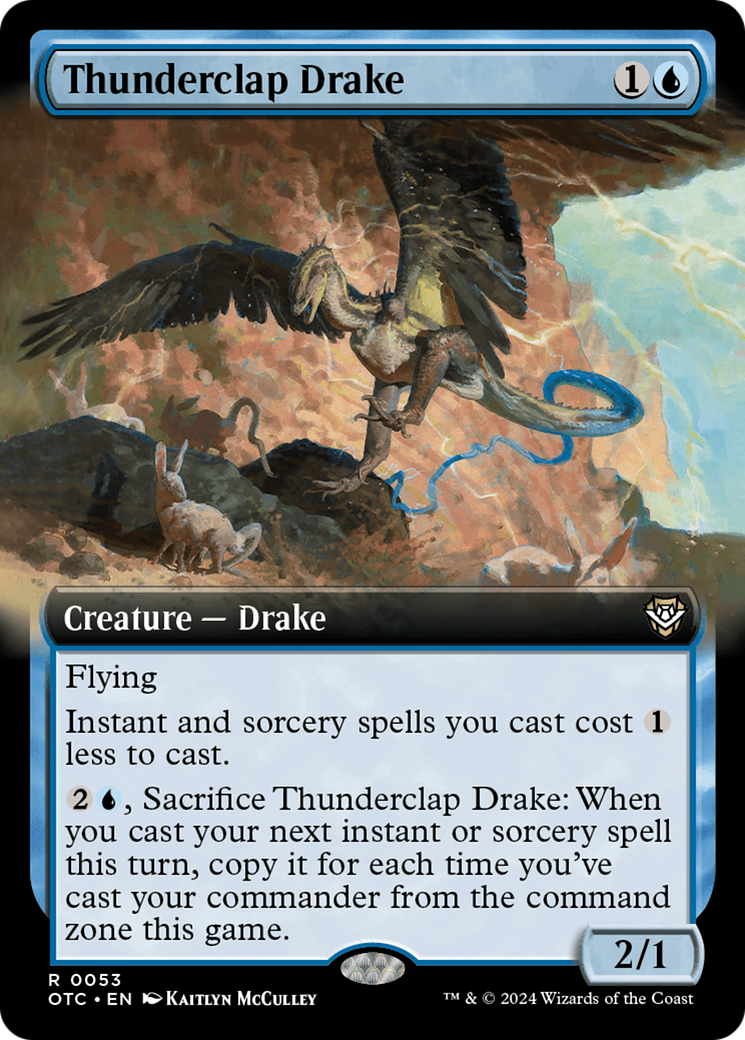 Thunderclap Drake (Extended Art) (OTC-053) - Outlaws of Thunder Junction Commander - Magic The Gathering - Single Cards