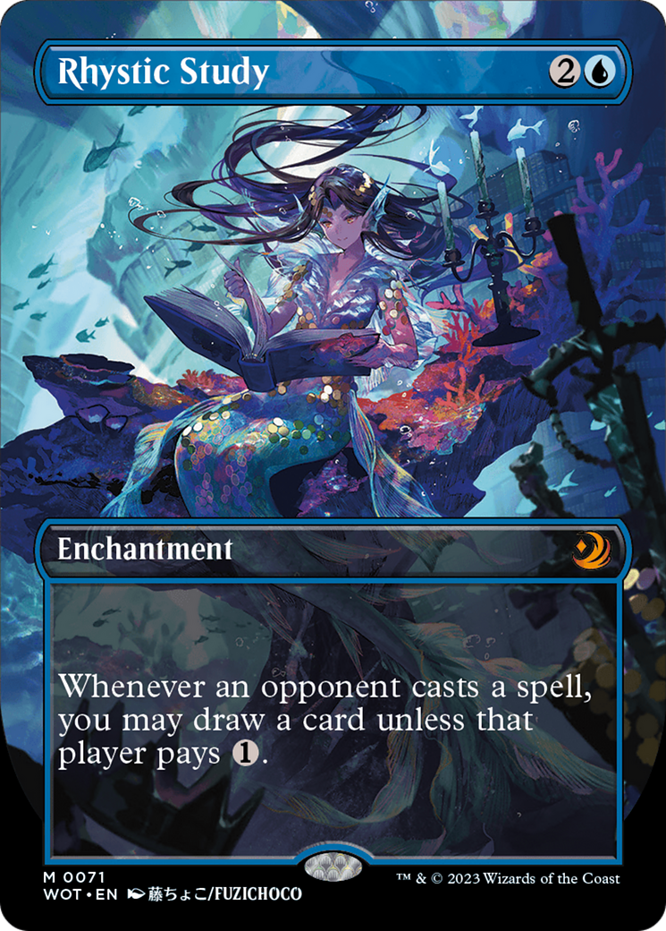 FOIL Rhystic Study (Anime Borderless) (WOT-071) - Wilds of Eldraine: Enchanting Tales - Magic The Gathering - Single Cards