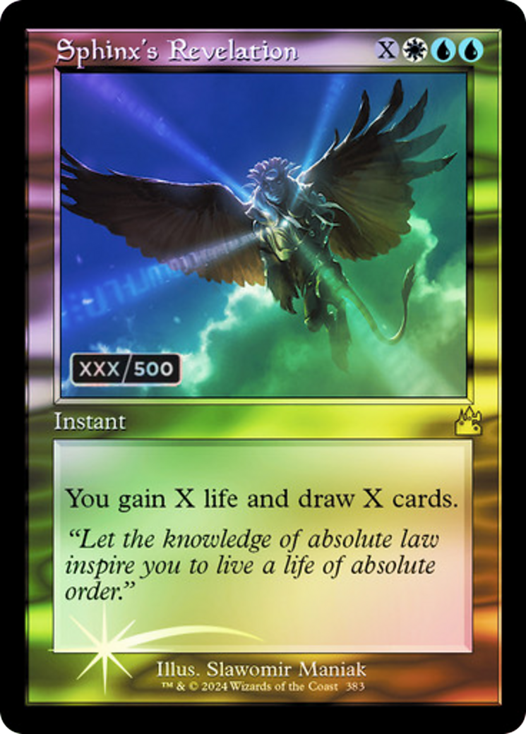 FOIL Sphinx's Revelation (Retro Frame) (Serial Numbered) (RVR-383) - Ravnica Remastered - Magic The Gathering - Single Cards