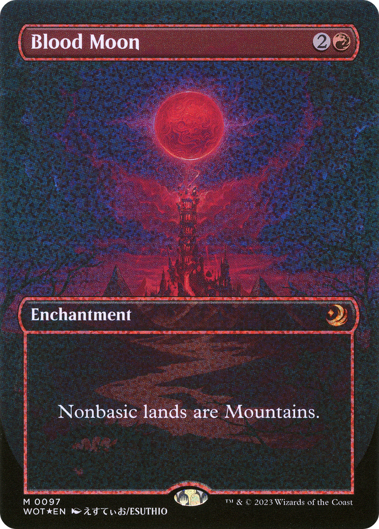 FOIL Blood Moon (Anime Borderless) (Confetti Foil) (WOT-097) - Wilds of Eldraine: Enchanting Tales - Magic The Gathering - Single Cards