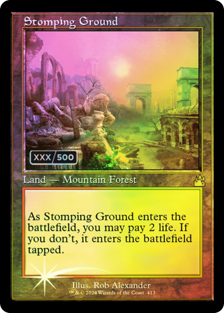 FOIL Stomping Ground (Retro Frame) (Serial Numbered) (RVR-413) - Ravnica Remastered - Magic The Gathering - Single Cards