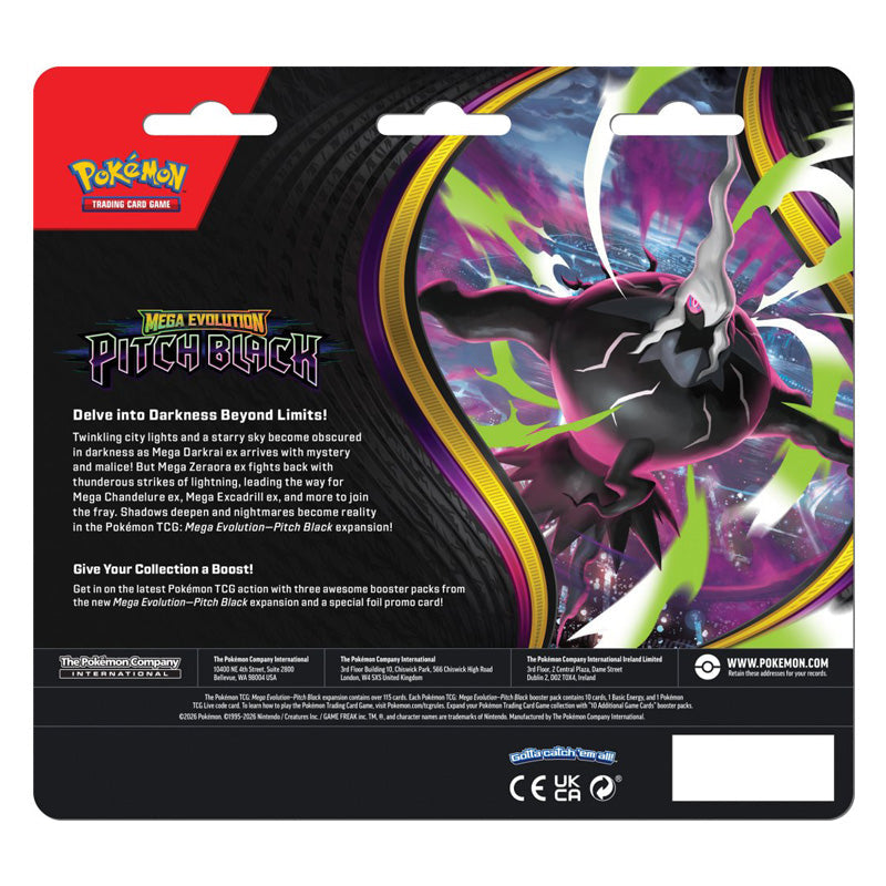Pokemon TCG Mega Evolution Pitch Black Three Booster Blister - Trading Card Games - 3
